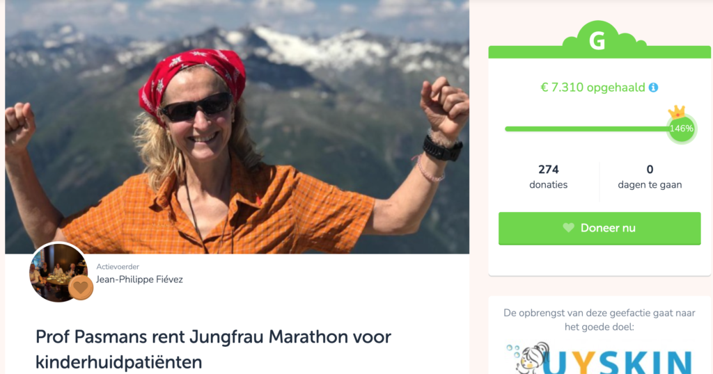 Junfrau Marathon Suzanne Pasmans voor Under Your Skin Foundation